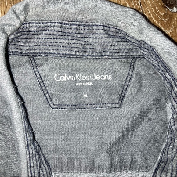 Calvin Klein Jeans Men Medium Button Short Sleeve Shirt in Black Rinse | Y2K - Picture 4 of 12